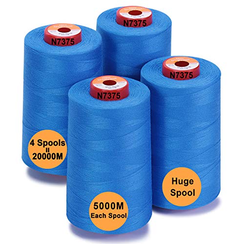 New brothread - 28 Optionen - 4 Große Konen 5000M Allzweck Polyester Nähgarn 40S/2 (Tex27) zum Nähen, Quilten, Patchwork, Serger und Overlock - Sky Blue von New brothread