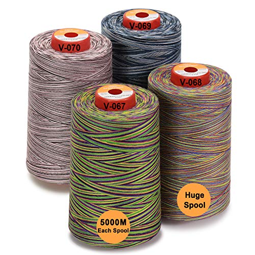 New brothread - 28 Optionen - 4 Große Konen 5000M Allzweck Polyester Nähgarn 40S/2 (Tex27) zum Nähen, Quilten, Patchwork, Serger und Overlock - Variegated Colours von New brothread