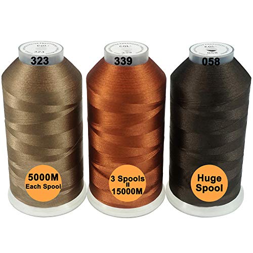 New brothread 3er Set Verschiedene Braun Farben Polyester Maschinen Stickgarn Riesige Spule 5000M für alle Stickmaschine von New brothread