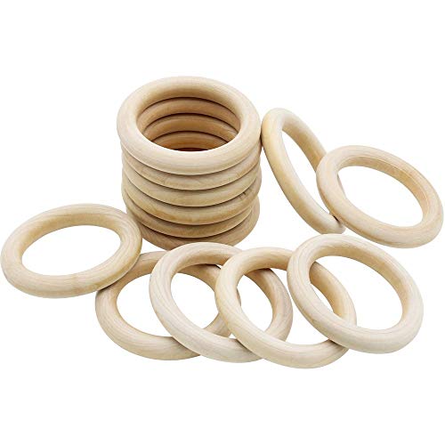 NewZC Natürliche Holzringe 18 Stück 70mm Holzring Schmuck Glatt Holz Kreis für Basteln DIY Handwerk Ring Anhänger und Anschlussstück Schmuck Machen - aus Reines Holz von NewZC