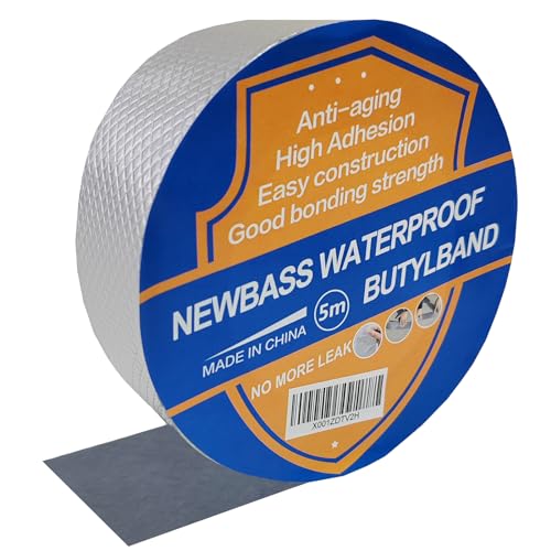 Newbass Butylband - 50 mm x 5 m Wasserdichtes Klebeband - Dichtband selbstklebend - Klebeband Wasserdicht - Unterwasser Klebeband - Abdichtungsband (50 mm x 5 m) von Newbass