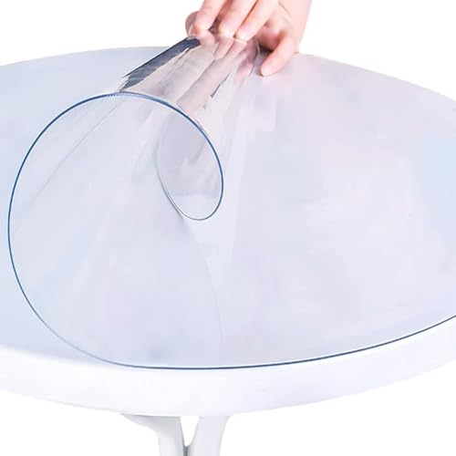 Newdvmmss Transparente runde Tischabdeckung, transparente PVC-Tischmatten, abwischbar, rutschfeste Vinyl-Tischdecke, wasserdicht, weiches Glas, rund (105cm) von Newdvmmss