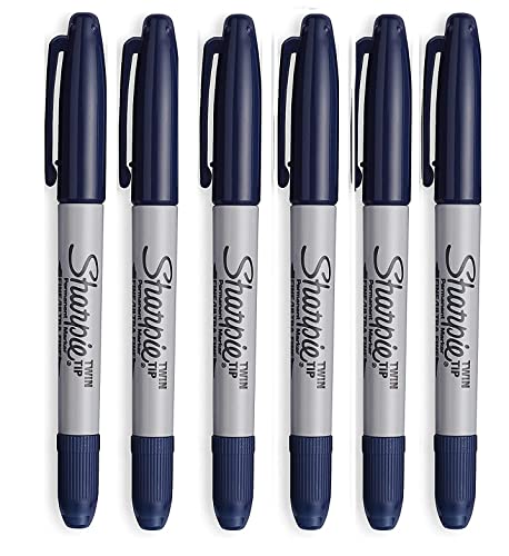 Sharpie Doppel Spitze Permanent Marker Stift Marineblau 6 Packung von Newell Brands