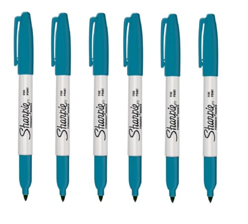 Sharpie Permanentmarker Stifte, feine Spitze, Pfauenblau, 6 Stück von Newell Brands