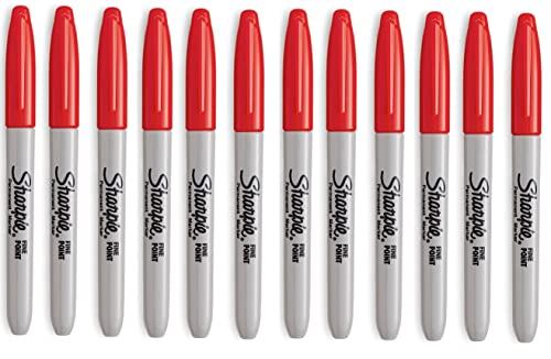 Sharpie Permanentmarker mit feiner Spitze, Farbe: Burst Racey Red, 12 Stück von Newell Brands