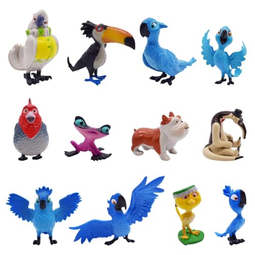 12 Pcs Cake Topper Action Figure Kuchen Dekoration Figuren Papagei Karikatur Party liefert Figuren Geburtstagsfeierzubehör für Geburtstagsgeschenke von Newhope