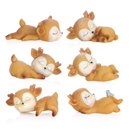 Baby Hirsch Figuren Cake Topper, Waldtierfiguren Tortendeko, Waldtierfiguren Rehkitz Kuchendeckel, Waldtiere Figuren Geburtstagsgeschenk Kuchenaufsatz für Kinder Babyparty, Geburtstagsfeier von Newhope