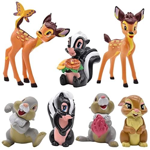 Bambi Cake Topper Minitiere Eichhörnchen Figur Kaninchen Dekofigur Geburtstag Cake Topper Garten Micro Landschaft Ornament Neujahr Ostern Geburtstag Party Cupcake Tischdeko Teichdeko 7PCS von Newhope