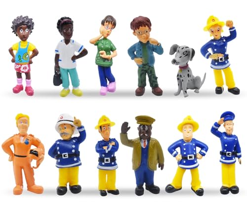 Feuerwehrmann Sam Mini Figuren Set,12pcs Feuerwehr Kuchendeko Feuerwehrmann Sam Figuren Geburtstag Deko Kuchendeckel Tortenfiguren Geburtstags Party liefert Cake Topper von Newhope