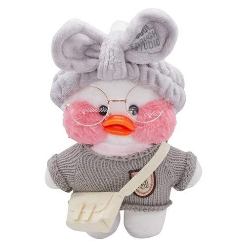 Newhope Christmas Duck Kostüm Ente Plüschtier Weihnachten Kuscheltier Cartoon Toy Doll Niedlicher Kopfbedeckung Tasche Brille Tolle Weihnachsgeschenke Freunde Geburtstagsgeschenk (Grau) von Newhope