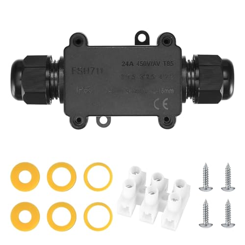 IP68 wasserdichte Abzweigdose, 2 Wege Kabelverbinder, externe Verteilerdose Außen, Leitung M20 Kabelbox Drahtverbinder Drahtbereich 5-9 mm & 9-12 mm mit 3-Pin Klemmen Wasserdicht von Newoutset