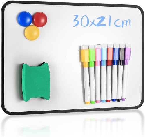 Whiteboard Magnetwand, kleine Whiteboard Trocken doppelseitige abwischbare, A4-Format Magnettafel Magnetwand, mit Radiergummi, trocken abwischbaren Stiften, 30 x 21 cm von Newoutset