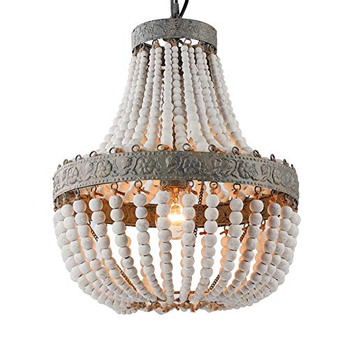 Newrays Retro Loft Vintage Rustikale Runde Holzperlen Pendelleuchte E27 Led Hängende Lampe Dekor Lichter Moderne Für Wohnzimmer Hotelküche (Small) von Newrays