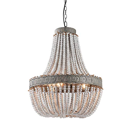 Newrays Retro Loft Vintage Rustikale Runde Holzperlen Pendelleuchte E27 Led Hängende Lampe Dekor Lichter Moderne für Wohnzimmer Hotelküche (Big) von Newrays