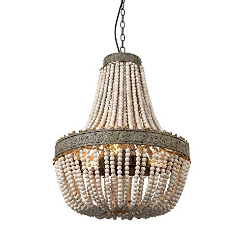 Newrays Retro Loft Vintage Rustikale Runde Holzperlen Pendelleuchte E27 Led Hängende Lampe Dekor Lichter Moderne für Wohnzimmer Hotelküche (Big) von Newrays