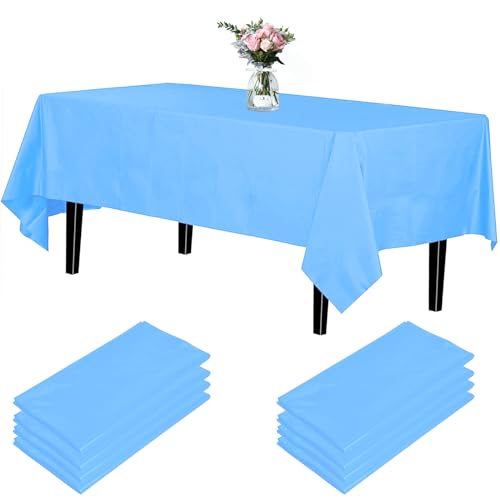 Newthinking Einweg Party Tischdecken, Rechteckig, 137 x 274 cm, 4 Stück, Kunststoff-Tischdecke für Party, Hochzeit, Grillen,Picknick, Weihnachten (Blau) von Newthinking