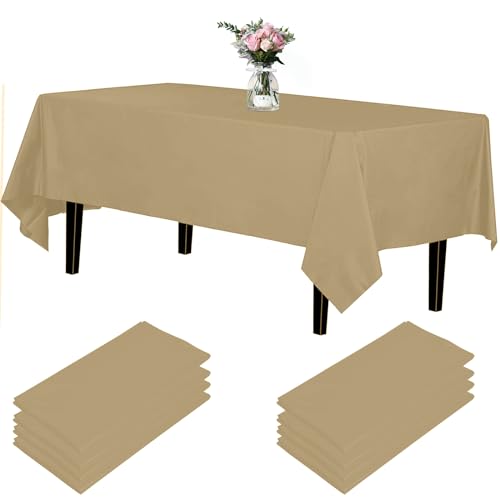 Newthinking Einweg Party Tischdecken, Rechteckig, 137 x 274 cm, 4 Stück, Kunststoff-Tischdecke für Party, Hochzeit, Grillen,Picknick, Weihnachten (Braun) von Newthinking