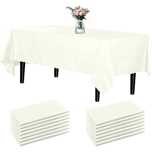 Newthinking Einweg Party Tischdecken, Rechteckig, 137 x 274 cm, 4 Stück, Kunststoff-Tischdecke für Party, Hochzeit, Grillen,Picknick, Weihnachten (Creme) von Newthinking