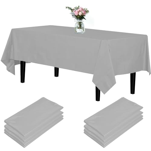 Newthinking Einweg Party Tischdecken, Rechteckig, 137 x 274 cm, 4 Stück, Kunststoff-Tischdecke für Party, Hochzeit, Grillen,Picknick, Weihnachten (Grau) von Newthinking