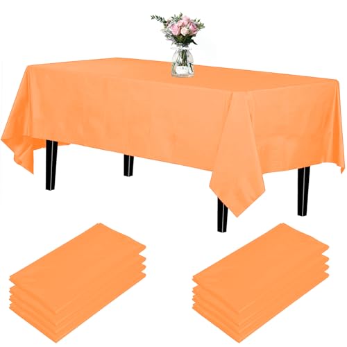 Newthinking Einweg Party Tischdecken, Rechteckig, 137 x 274 cm, 4 Stück, Kunststoff-Tischdecke für Party, Hochzeit, Grillen,Picknick, Weihnachten (Orange) von Newthinking