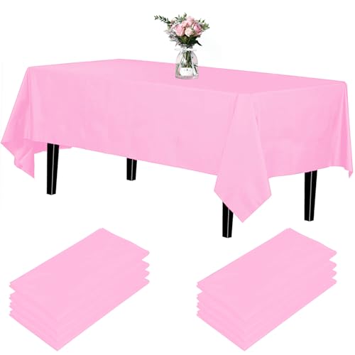 Newthinking Einweg Party Tischdecken, Rechteckig, 137 x 274 cm, 4 Stück, Kunststoff-Tischdecke für Party, Hochzeit, Grillen,Picknick, Weihnachten (Rosa) von Newthinking