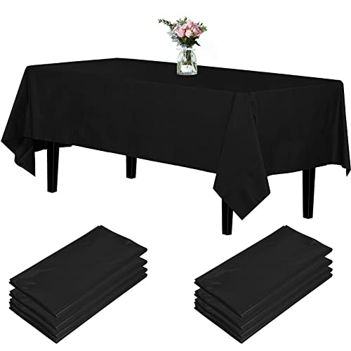 Newthinking Einweg Party Tischdecken, Rechteckig, 137 x 274 cm, 4 Stück, Kunststoff-Tischdecke für Party, Hochzeit, Grillen,Picknick, Weihnachten (Schwarz) von Newthinking