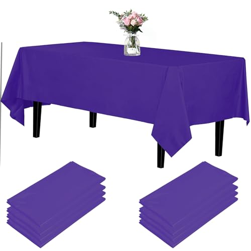 Newthinking Einweg Party Tischdecken, Rechteckig, 137 x 274 cm, 4 Stück, Kunststoff-Tischdecke für Party, Hochzeit, Grillen,Picknick, Weihnachten (Tiefes Lila) von Newthinking