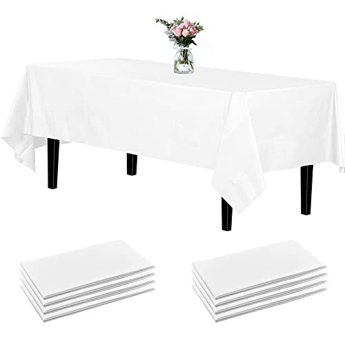 Newthinking Einweg Party Tischdecken, Rechteckig, 137 x 274 cm, 4 Stück, Kunststoff-Tischdecke für Party, Hochzeit, Grillen,Picknick, Weihnachten (Weiß) von Newthinking