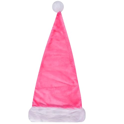 Newtic Samt Weihnachtsmannmütze für Erwachsene, Plüsch Nikolausmütze, Weihnachtsmütze Unisex Weihnachten Hut Weihnachtsmütze für Damen Herren Lange Weihnachtsmütze (Rosa) von Newtic