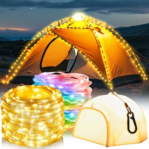 15M Camping Lichterkette Aufrollbar, Led Lichterkette Außen Lichterkette Camping USB Aufladung LED Lichterkette mit 4 Modi Wasserdicht Campinglampe Tragbare Lichterkette Aufrollbar für Camping Hof von Nexoria