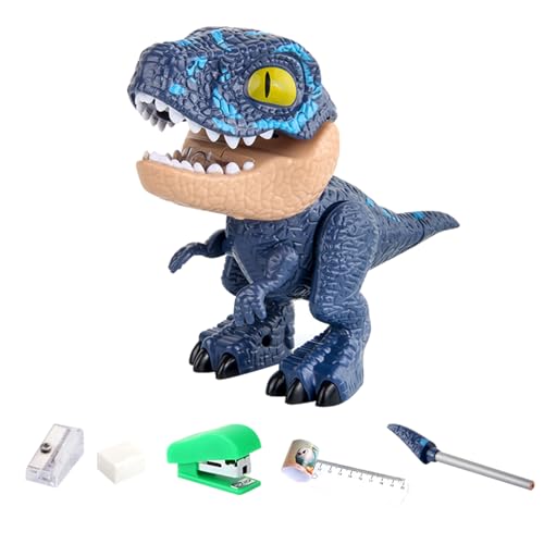 Bleistiftspitzer, 5-in-1 Dinosaurier Anspitzer Kinder Anspitzer mit Behälter Dinosaurier Spitzer mit Dose Dinosaurier Bleistiftspitzer Pencil Sharpener Bleistiftspitzer für Kinder (Blau) von Nexoria