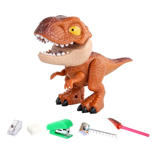 Bleistiftspitzer, 5-in-1 Dinosaurier Anspitzer Kinder Anspitzer mit Behälter Dinosaurier Spitzer mit Dose Dinosaurier Bleistiftspitzer Pencil Sharpener Bleistiftspitzer für Kinder (Orange) von Nexoria