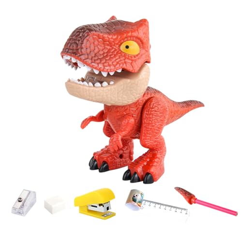 Bleistiftspitzer, 5-in-1 Dinosaurier Anspitzer Kinder Anspitzer mit Behälter Dinosaurier Spitzer mit Dose Dinosaurier Bleistiftspitzer Pencil Sharpener Bleistiftspitzer für Kinder (Rot) von Nexoria