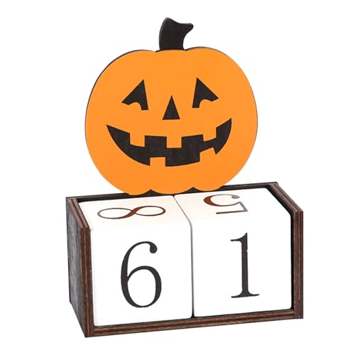 Halloween Adventskalender, Halloween Deko Countdown Kalender Halloween Kalender aus Holz Kürbis Geister Kalender mit Bewegliche Ziffernblöcke zum Zählen für Halloween Tischdeko (A) von Nexoria