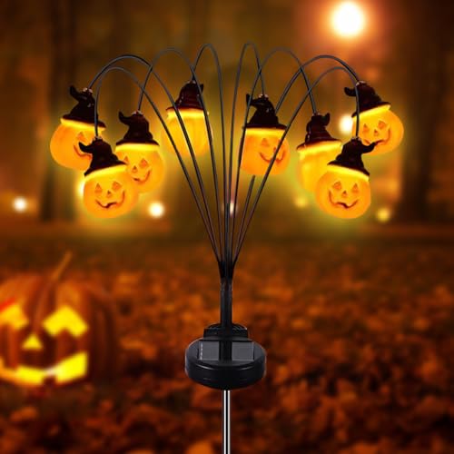 Halloween Deko Solarlampen für Außen Garten, Halloween Kürbis Solarleuchten Halloween Deko Kürbis LED Lichter Solar Gartenlichter Wasserdicht Gartenbeleuchtung Solarleuchten für Außen Garten (8 Licht) von Nexoria