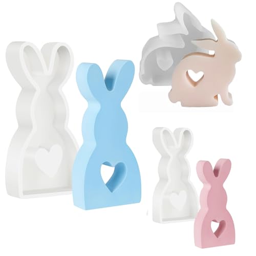 Kaninchen Silikonformen Gießformen, 2 Stück Silikonformen Gießformen Osterhase Silikonform Ostern Ostern Kaninchen Silikonform Kaninchen Gießform Ostern Für Hase Deko (3PCS) von Nexoria