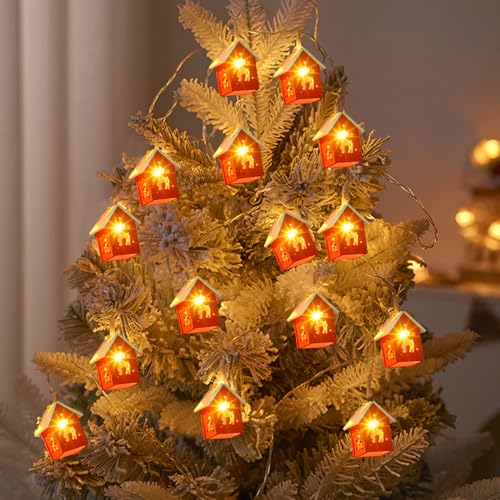 Lichterkette Weihnachten, 2M Weihnachtsdeko Lichterkette Innen Weihnachten Weihnachtsbeleuchtung Innen mit Mini Haus Batteriebetriebene Lichterketten mit 10 LED Haus Lichterkette für Weihnachten (A) von Nexoria