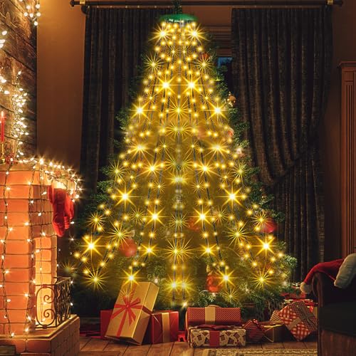 Lichterkette Weihnachtsbaum, 2M 400 LED Christbaumbeleuchtung mit Ring Weihnachtsbaum Lichterkette mit Timer Weihnachtsbeleuchtung Lichterkette Innen Außen mit 8 Modi Weihnachtsbaum Deko (Warmweiß) von Nexoria