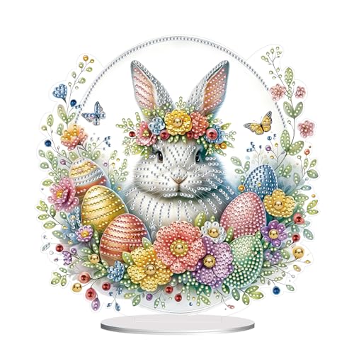 Nexoria Diamond Painting Ostern, 5D Diamant Painting Osterhase Diamond Painting Frühling Osterhase Ostern Tischdeko Osterdeko Diamant Malerei DIY Diamond Painting Bastelset für Tisch Wand (A) von Nexoria