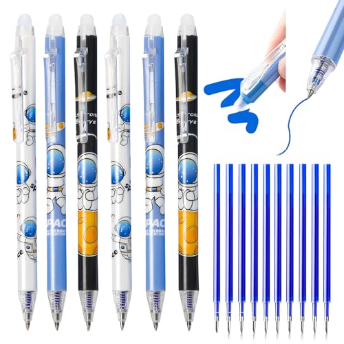 Nexoria Radierbarer Kugelschreiber, 6 Stück Radierbarer Tintenroller Radierbare Stifte mit Minen Tintenroller Radierbar Erasable Pen Radierbarer Stift für Schulsachen Bürobedarf (Blau) von Nexoria