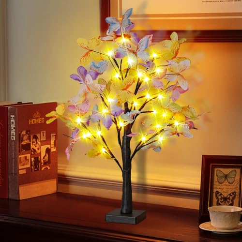 Nexoria Schmetterling LED Baum Lichter, Frühlingsdeko Baum Lichter Osterdeko LED Lichterbaum mit Schmetterlings Warmweiß Led Baum Innen Batteriebetrieben Künstlicher Baum für Frühling Deko (A) von Nexoria