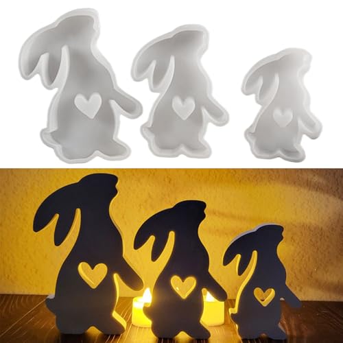 Osterhase Silikonform, 2 Stück Silikonform Hase Silikonform Ostern Kaninchen Gipsformen Zum Gießen Silikonformen Gießformen Ostern Giessformen Silikon Ostern Gießform Ostern für Gips Kerzen (H) von Nexoria