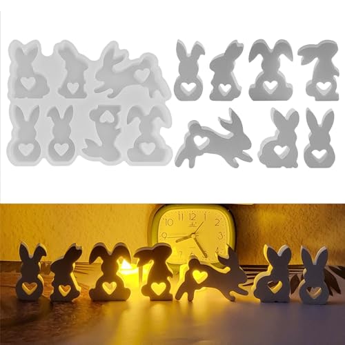 Osterhase Silikonform, 7 Stück Silikonform Hase Ostern Kaninchen Silikonform Gießformen Ostern Giessform Silikon Ostern Osterhase Beton zum Gießen Silikon Gießform Ostern (A) von Nexoria