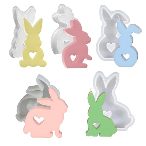 Osterhase Silikonform Gießformen, 5 Stück Ostern Hase Silikonformen Silikonform Hase Ostern Kaninchen Silikonform Ostern Silikon Gießform Ostern Silikonformen Ostern Giessform Silikon von Nexoria