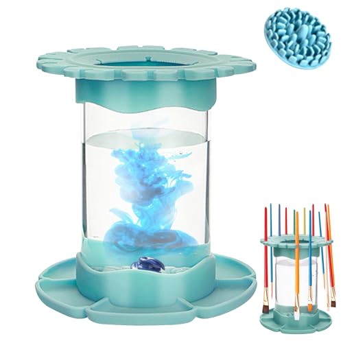 Pinselreiniger-Spülbecher, 3-in-1 Silikon Pinselhalter Pinselbecher Spülbecher Malen Pinsel Rinser Malerei Abnehmbar Kunstpinsel-Reinigerbecher Pinselspüler Pinsel Reiniger Für Aquarell (Blue,L) von Nexoria