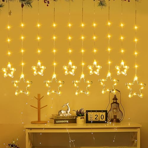 Ramadan Deko Lichterkette, 3M LED Ramadan Lichterkette Sterne Mond LED Lichterkette Innen LED Lichtervorhang Innen mit Fernbedienung Sterne Lichterketten Vorhang für Ramadan Deko (B) von Nexoria