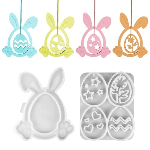 Silikonform Ostern Anhänger, Ostern Silikonform Ostereier Silikonform Hase Gießform Ostern zum Aufhängen Silikonform Osterhase Epoxidharz Formen Silikonformen Gießformen Ostern Anhänger (B) von Nexoria