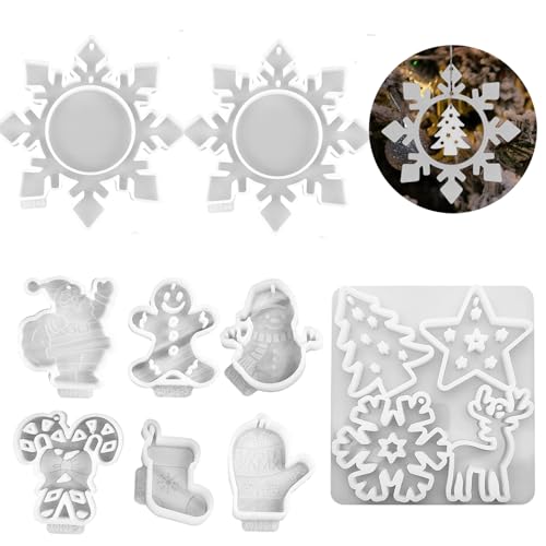 Silikonform Weihnachten Anhänger, 2 Sets Silikonformen Gießformen Weihnachten Silikonform Haus Anhänger Stern Silikonformen Weihnachten Elch Anhänger Gießform Weihnachten Epoxidharz Formen (B) von Nexoria