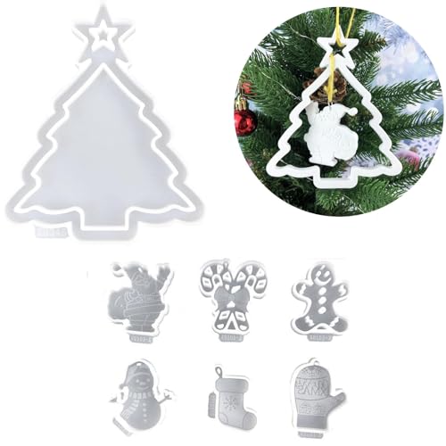 Silikonform Weihnachten Anhänger, Silikonformen Gießformen Weihnachten Silikonform Stern Silikonformen Weihnachten Baum Elch Anhänger Gießform Weihnachten Epoxidharz Formen für Handwerk (J) von Nexoria