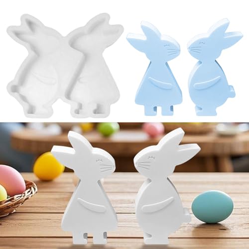 Silikonformen Gießformen Ostern, 2 Stück Silikonform Ostern Hase Gießformen Silikon Ostern Silikonform Hase mit Herz Osterhase Gipsformen zum Gießen Ostern für DIY Handwerk (D) von Nexoria